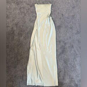 Babyboo Fashion Sage Green Elegant Satin Maxi Prom Dress